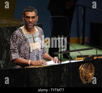 Mr. Kumi Naidoo, Secretary General of Amnesty International speaks at the Nelson Mandela Peace Summit during the 73rd General Debate at the United Nations General Assembly at United Nations Headquarters at in New York City on September 24, 2018.    Photo by Jemal Countess/UPI Stock Photo