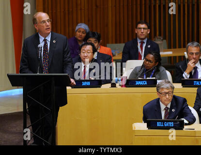 CEO of BlackRock Larry Fink speaks at the Secretary-General's High Level Meeting on Financing the 2030 Agenda for Sustainable Development during the 73rd General Debate at the United Nations General Assembly at United Nations Headquarters at in New York City on September 24, 2018.    Photo by Jemal Countess/UPI Stock Photo