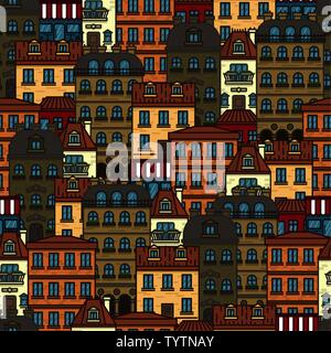 seamless pattern with houses and buildings of Paris. vector illustration Stock Vector