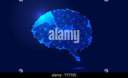 Point, line, surface composition abstract brain concept diagram, abstract future scientific and technical background Stock Photo