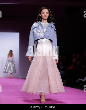 A model walks on the runway for the Lanyu fashion show during New York Fashion Week: The Shows at Industria Studios on February 10, 2019 in New York City.     Photo by John Angelillo/UPI Stock Photo