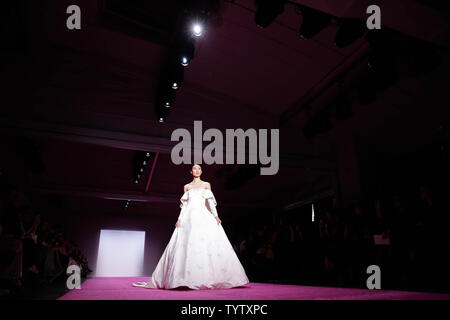 A model walks on the runway for the Lanyu fashion show during New York Fashion Week: The Shows at Industria Studios on February 10, 2019 in New York City.     Photo by John Angelillo/UPI Stock Photo