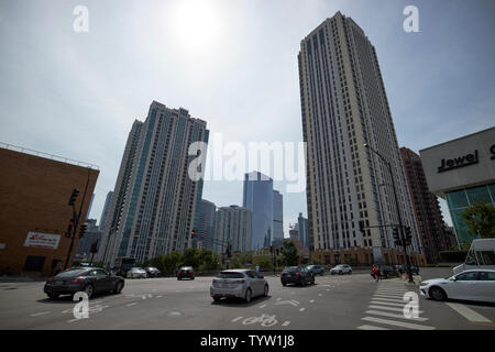 Kinzie Station high rise tower residential condos real estate in Chicago IL USA Stock Photo