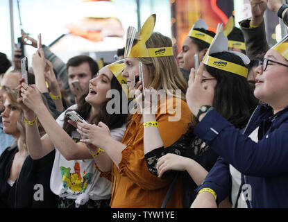 Fans react as talent arrives at the Pokemon Detective Pikachu U.S. Premiere in Times Square on May 02, 2019 in New York City.    Photo by John Angelillo/UPI Stock Photo