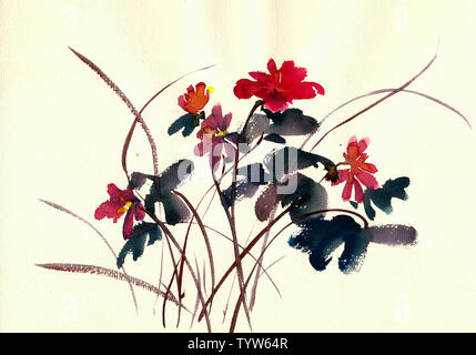 Chinese painting, flowers, purple, HD phone wallpaper