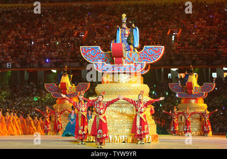 Entertainers perform at the National Stadium during the Opening Ceremonies for the 2008 Summer Olympics in Beijing, China, on August 8, 2008.  (UPI Photo/Terry Schmitt) Stock Photo