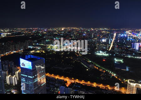 Panoramic night view of the city of Xi'an, Shaanxi Province Stock Photo