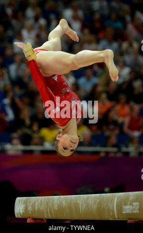 Britain's Hannah Whelan performs the balance beam exercise, during the ...