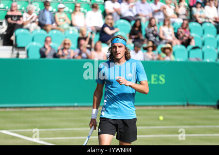 STOKE POGES, England 26th June Stefanos Tsitsipas (GRE) in action during the Boodles Tennis Challenge at Stoke Park, Stoke Poges on Wednesday 26th June 2019. (Credit: Jon Bromley | MI News) Credit: MI News & Sport /Alamy Live News Stock Photo