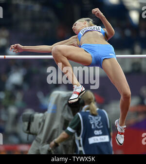 Svetlana Shkolina of Russia competes in the women’s pole vault, during ...