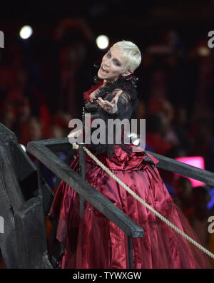 Annie Lennox performs during the Closing Ceremony for the London 2012 Summer Olympics on August 12, 2012 in Stratford, London. The next Summer Olympic Games will be in 2016 in Rio de Janeiro.      UPI/Brian Kersey Stock Photo