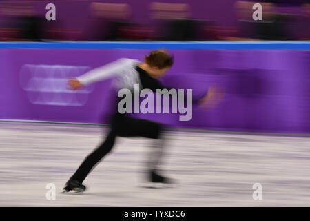 Figure skater Mikhail Kolyada of Russia during Men's Single Skating Short Program during the 2018 Pyeongchang Winter Olympics at the Gangneung Ice Arena in Gangneung, South Korea on February 9, 2018. photo by Richard Ellis/UPI Stock Photo