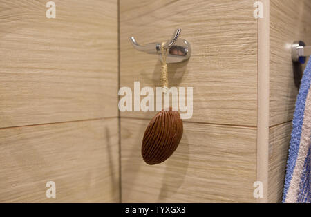 Coffee soap brown color hanging in the bathroom Stock Photo
