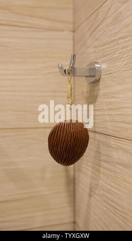 Coffee soap brown color hanging in the bathroom Stock Photo