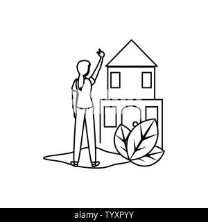 Avatar woman and house design, Sustainability eco friendly green recycle ecology renewable and solution theme Vector illustration Stock Vector