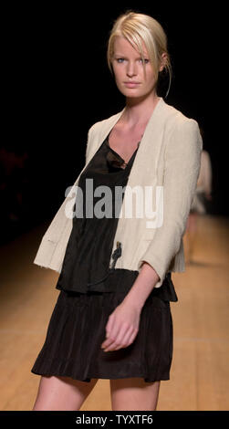 A model sports a creation by French designer Isabel Marant  during the spring/summer 2007 ready-to-wear collections presentations in Paris on October 2, 2006. (UPI Photo/William Alix) Stock Photo