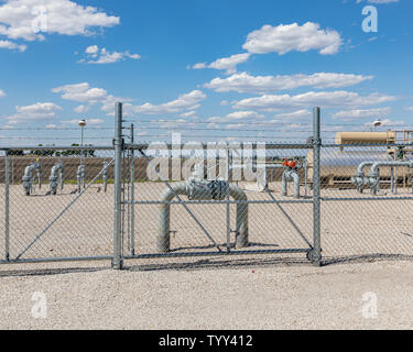 Natural gas pipeline distribution equipment. Energy infrastructure security, safety and fossil fuel concept. Stock Photo