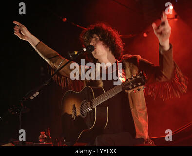 Blaine Harrison of Mystery Jets performs in concert at Le Trianon in Paris on March 26, 2013.   UPI/David Silpa Stock Photo