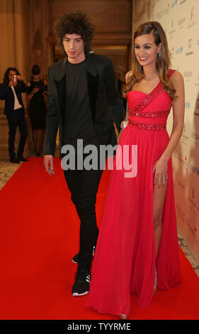 Julian Perretta (L) and Elisa Bachir Bey attend The Global Gift Gala at the Four Seasons Hotel George V in Paris on May 9, 2016.   Photo by David Silpa/UPI. Stock Photo