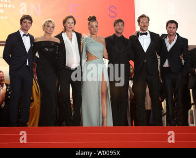 (From L to R) Niels Schneider, Virginie Efira, Adele Exarchopoulos, Justine Triet, Gaspard Ulliel, Paul Hamy and Arthur Harari arrive on the red carpet after the screening of the film 'Sybil' at the 72nd annual Cannes International Film Festival in Cannes, France on May 24, 2019.  Photo by David Silpa/UPI Stock Photo