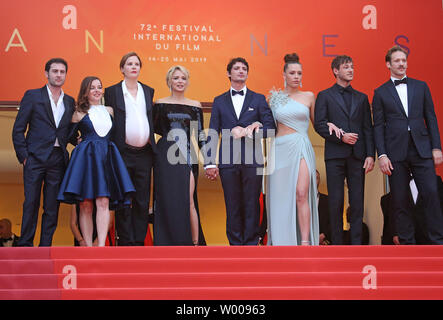 (From L to R)  Arthur Harari, Laure Calamy, Justine Triet, Virginie Efira, Niels Schneider, Adele Exarchopoulos, Gaspard Ulliel and Paul Hamy arrive on the red carpet before the screening of the film 'Sybil' at the 72nd annual Cannes International Film Festival in Cannes, France on May 24, 2019.  Photo by David Silpa/UPI Stock Photo