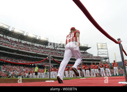 Washington Nationals' Jayson Werth is seen in the dugout prior to the  Nationals game against the Atlanta Braves at Nationals Park in Washington  on August 3, 2011. UPI/Kevin Dietsch Stock Photo - Alamy