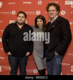 (L-..............(L-R) Jonah Hill, Marisa Tomei, and John C. Reilly arrive for the world premiere of  'Cyrus' at the 2010 Sundance Film Festival on January 23, 2010 in Park City, Utah.         UPI/Gary C. Caskey.. Stock Photo