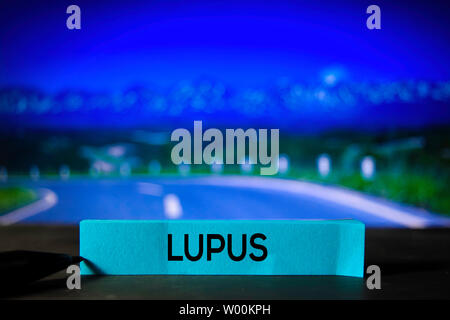 Lupus on the sticky notes with bokeh background Stock Photo