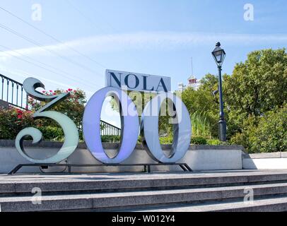 A 300 NOLA sign at Washington Artillery Park near Jackson Square in New Orleans, Louisiana Stock Photo
