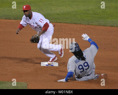 Los Angeles Dodger left fielder Manny Ramirez takes a big swing during the  Dodgers home opener. Ramirez would go on to homer. (Credit Image: © Tony  Leon/Southcreek Global/ZUMApress.com Stock Photo - Alamy