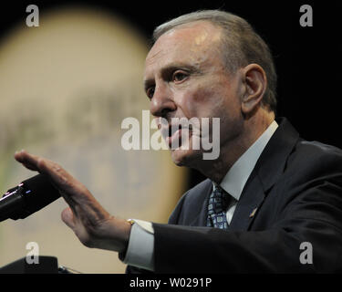 U.S. Senator Arlen Specter, D-PA, addresses the AFL-CIO  National Convention in Pittsburgh, Pennsylvania on September 15, 2009.  The AFL-CIO delegates plan to pass a resolution in support of the 'public option' in health care reform.   UPI/Archie Carpenter Stock Photo