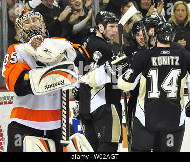 Pittsburgh Penguins center Jordan Staal celebrates his goal against the  Philadelphia Flyers in the first period at Mellon Arena in Pittsburgh on  December 15, 2009. UPI/Archie Carpenter Stock Photo - Alamy