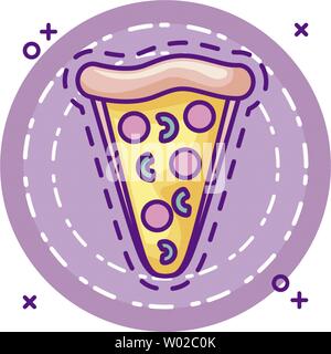 patch of delicious pizza fast food vector illustration design Stock Vector