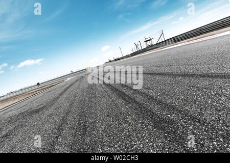 Empty asphalt road in blue cloudsky Stock Photo