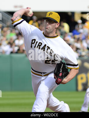 Pittsburgh Pirates relief pitcher Kyle Farnsworth (25) records the win against the Chicago Cubs at PNC Park in Pittsburgh, on September 15, 2013.  UPI/Archie Carpenter Stock Photo