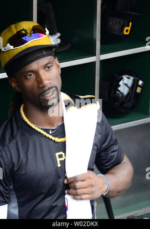 Pittsburgh Pirates' Andrew McCutchen stands in the dugout before a baseball  game against the Colorado Rockies in Pittsburgh, Monday, May 8, 2023. (AP  Photo/Gene J. Puskar Stock Photo - Alamy