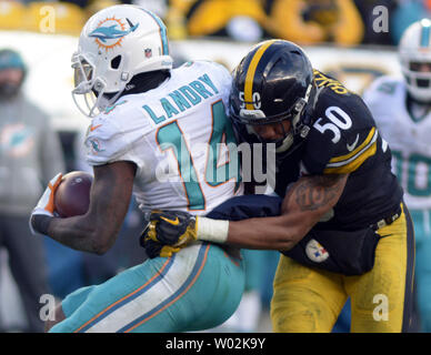 East Rutherford, New Jersey, USA. 29th Nov, 2015. Miami Dolphins wide  receiver Jarvis Landry (14) looks on prior to the NFL game between the Miami  Dolphins and the New York Jets at