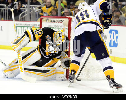 Nashville Predators' James Neal, right, is congratulated by teammate ...