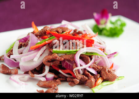 Stir-fried shredded meat with onions Stock Photo