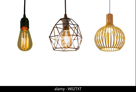 Isolated Round light bulbs  for illumination on a white background Stock Photo