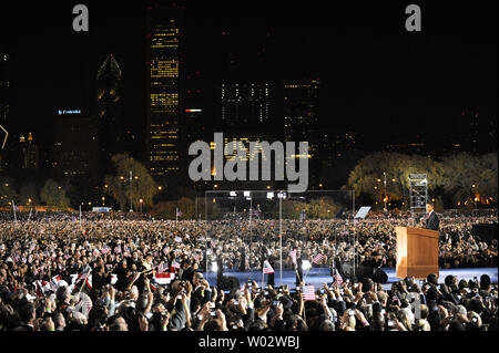 President-elect Barack Obama addresses the crowd in Wilmington ...