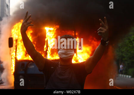 A supporter of reformist candidate Mir Hossein Mousavi demonstrates against the results of the Iranian presidential election, which declared incumbent President Mahmoud Ahmadinejad the winner, in Tehran, Iran on June 13, 2009. UPI Stock Photo