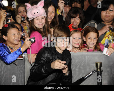 Singer Justin Bieber attends the premiere of the Dreamworks animated film 'Megamind' in the Hollywood section of Los Angeles on October 30, 2010.      UPI/Phil McCarten Stock Photo
