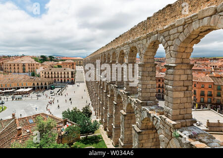 Beautiful, Roman Aqueduct in Segovia Spain Stock Photo