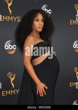 Actress Kerry Washington arrives for the 68th annual Primetime Emmy Awards at Microsoft Theater in Los Angeles on September 18, 2016. Photo by Christine Chew/UPI Stock Photo