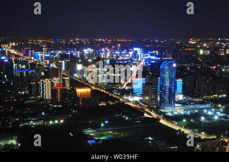 Panoramic night view of the city of Xi'an, Shaanxi Province Stock Photo