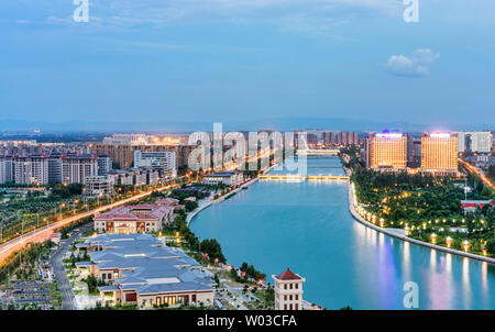 Sunset Scenery of Hohhot City Bridge in Inner Mongolia, China Stock ...