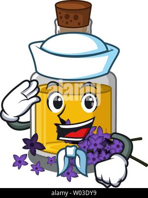 Sailor lavender oil in a cartoon bottle Stock Vector