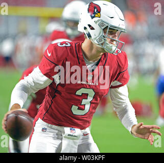 Arizona Cardinals  quarterback Josh Rosen turns to hand off as he warms up before the Cardinals-Denver Broncos game at University of Phoenix Stadium in Glendale, Arizona on August 30 2018.  Photo by Art Foxall/UPI Stock Photo