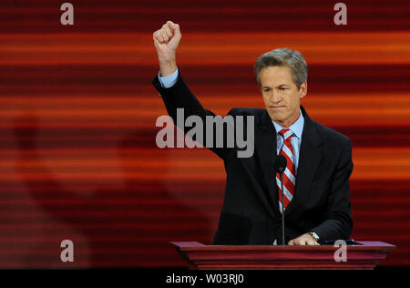 Sen. Norm Coleman, R-MN, speaks on the third day of the Republican National Convention in St. Paul, Minnesota, on September 3, 2008.    (UPI Photo/Roger L. Wollenberg) Stock Photo